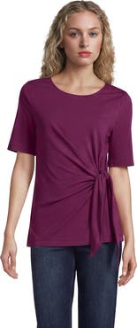 Lands' End Lightweight Jersey Tie Front Top