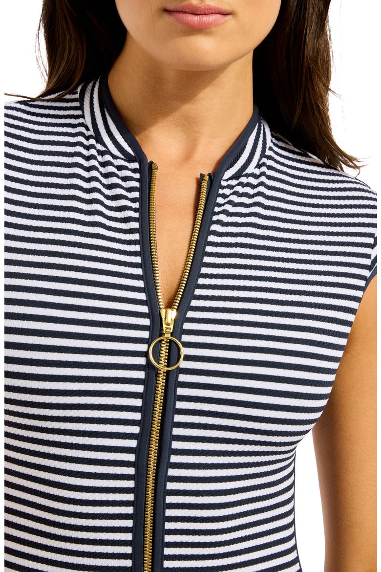 Stripe Cap Sleeve One-Piece Swimsuit, Alternate, color, TRUE NAVY