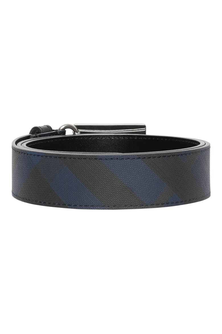 London Check Plaque Buckle Belt, Alternate, color, BLUE