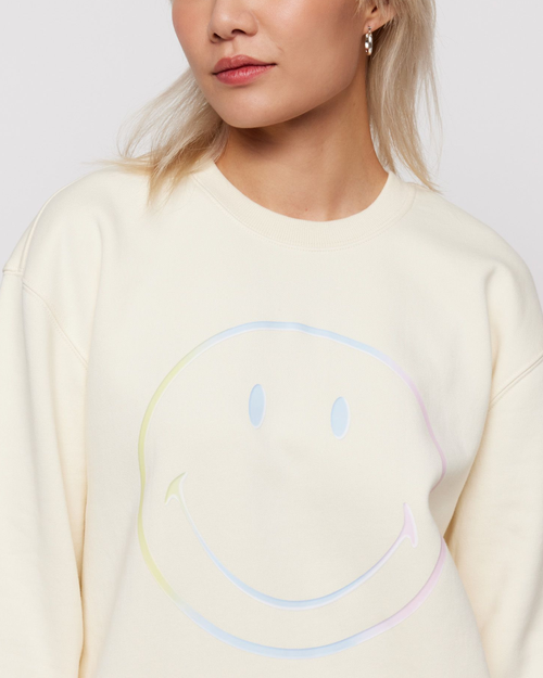 Samii Ryan Smiley Radiate Happiness Crewneck In Bone