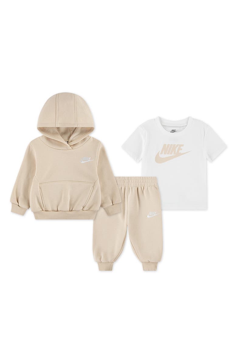Nike T-Shirt, Fleece Hoodie & Joggers Set, Main, color, Sanddrift