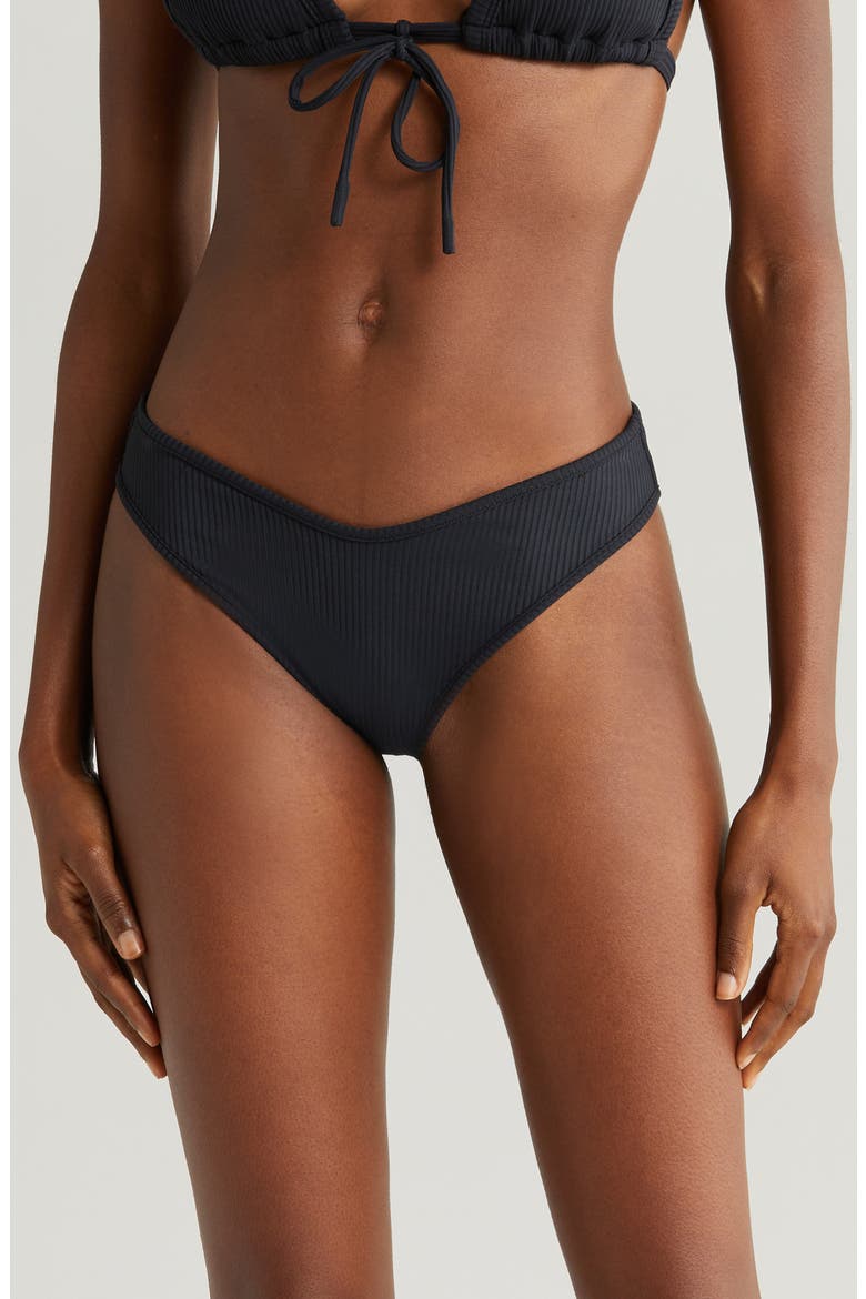 Lulu Rib Bikini Bottoms, Main, color, BLACK RIB