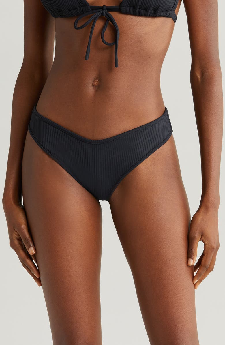 MONTCE Lulu Rib Bikini Bottoms, Main, color, Black Rib