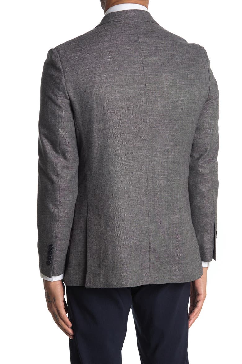 Notch Lapel Structured Weave Sport Coat, Alternate, color, GREY