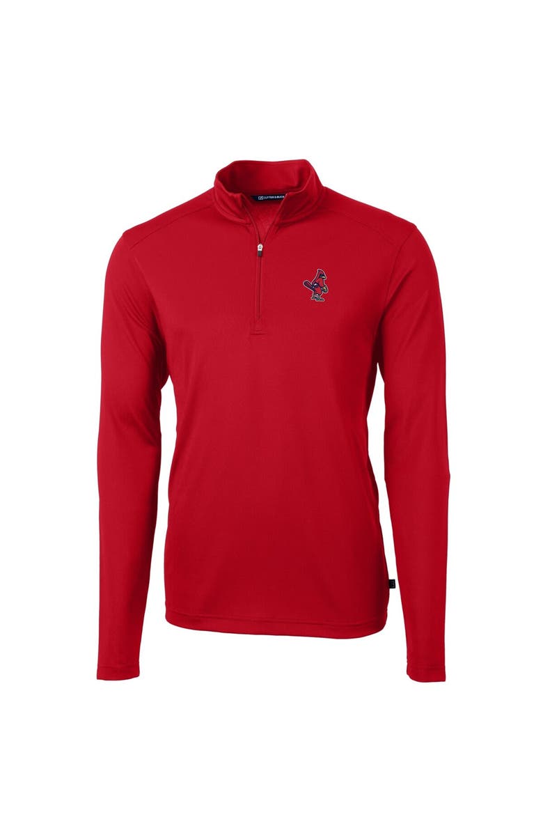 Cutter & Buck Men's Cutter & Buck Red Memphis Redbirds Virtue Eco Pique Recycled Quarter-Zip Pullover Top, Alternate, color, 