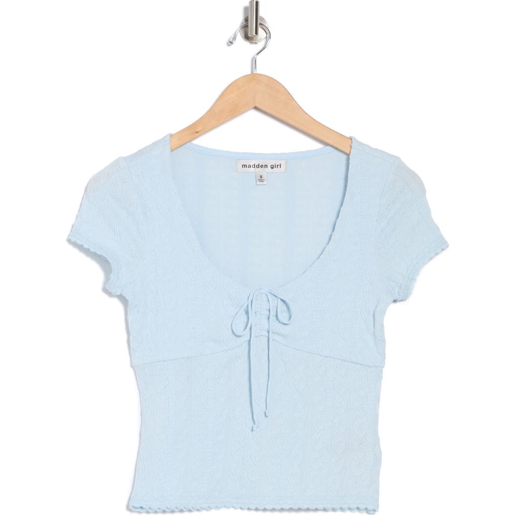 Madden Girl Lace Trim Top In Blue