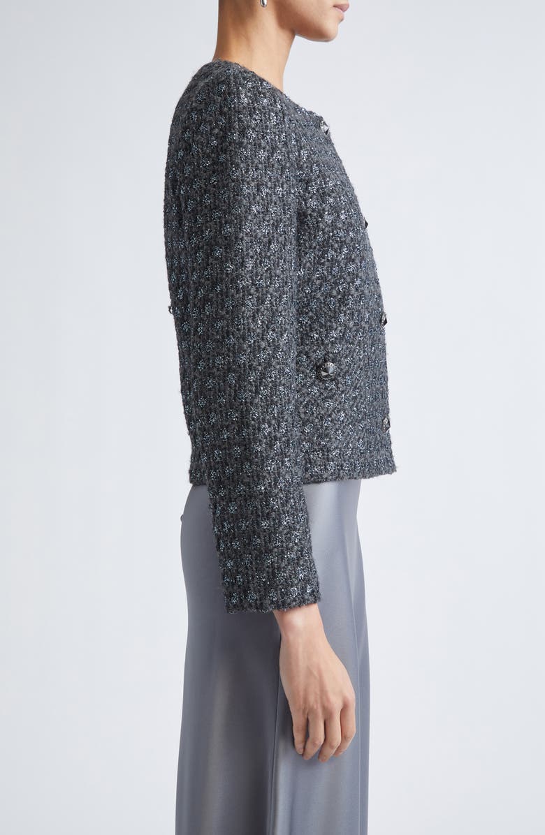 ST. JOHN Metallic Wool Blend Knit Jacket, Alternate, color, Pewter Lurex Multi