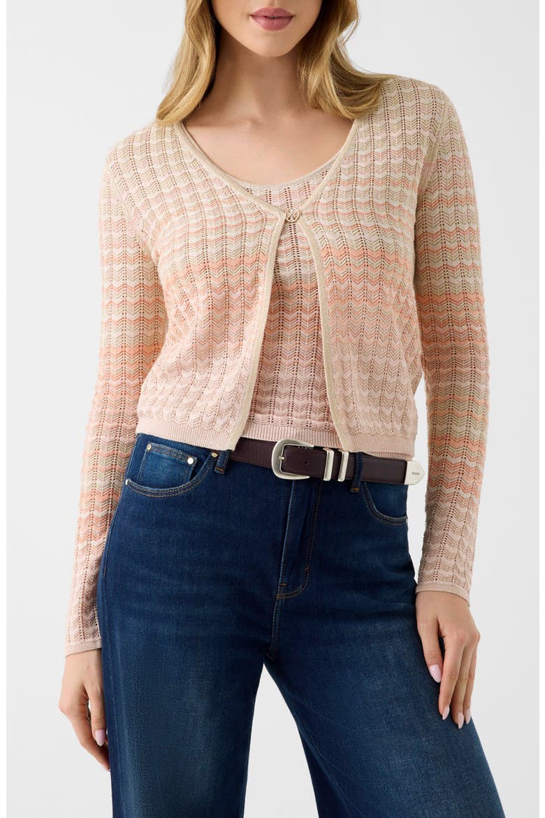 Rosalyn Metallic Pointelle Cardigan, Main, color, PINK