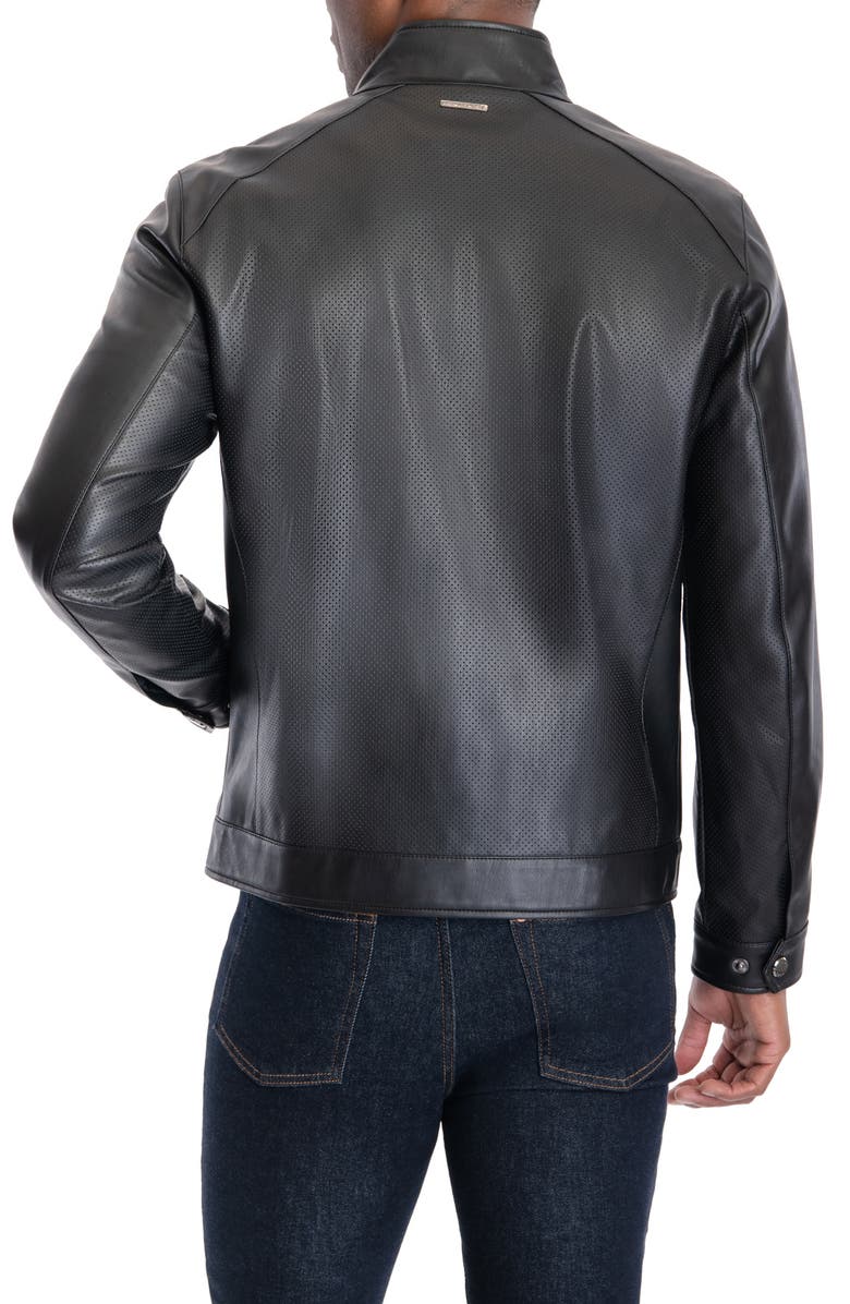 Michael Kors Perforated Faux Leather Moto Jacket, Alternate, color,