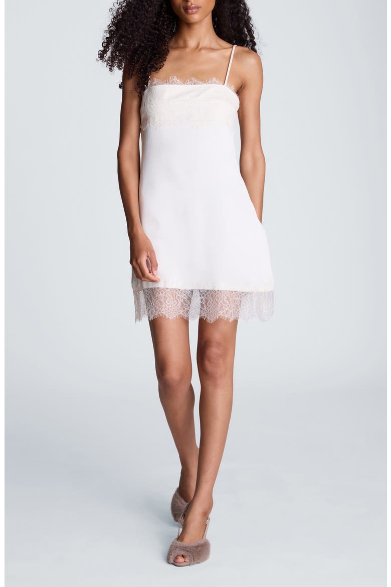 Lace Trim Slip Minidress, Main, color, OYSTER