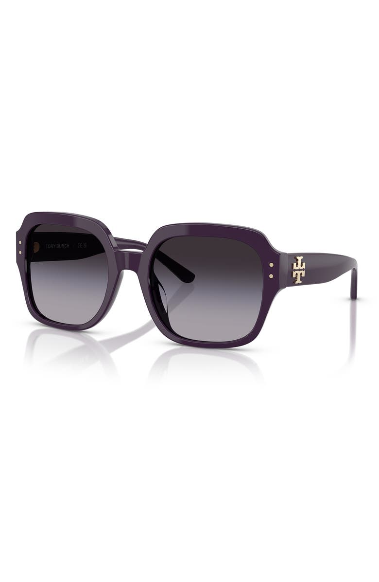 Tory Burch 56mm Round Sunglasses, Alternate, color, Eggplant