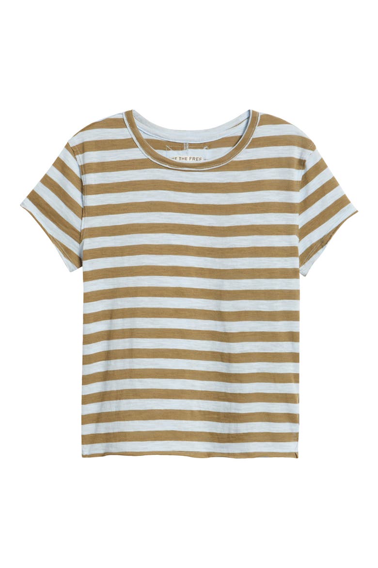 Nora Stripe Linen & Cotton T-Shirt, Alternate, color, GREEN COMBO