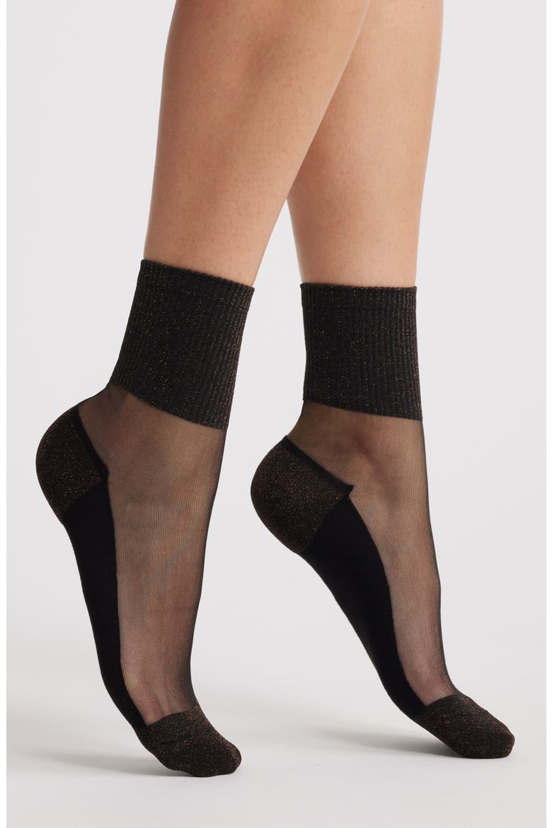Sheer Ankle Socks, Main, color, BLACK/ COPPER/ RUST