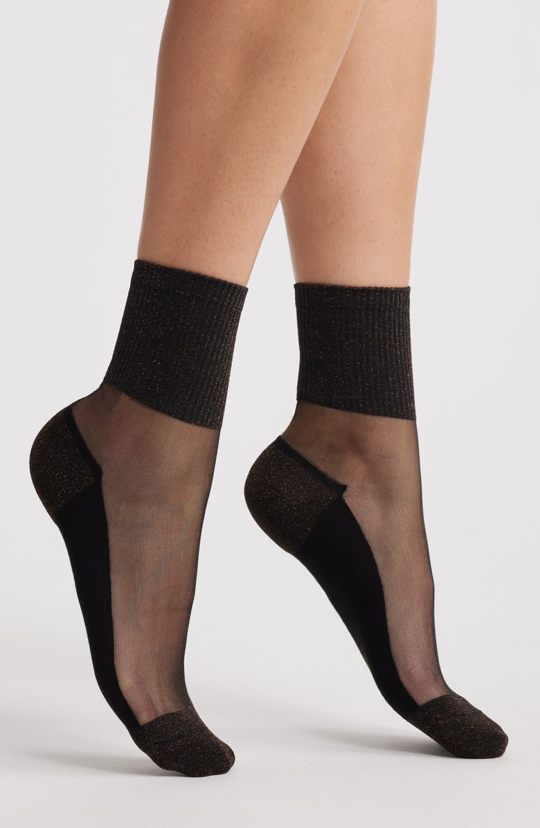 HIGH HEEL JUNGLE Sheer Ankle Socks, Main, color, Black/ Copper/ Rust