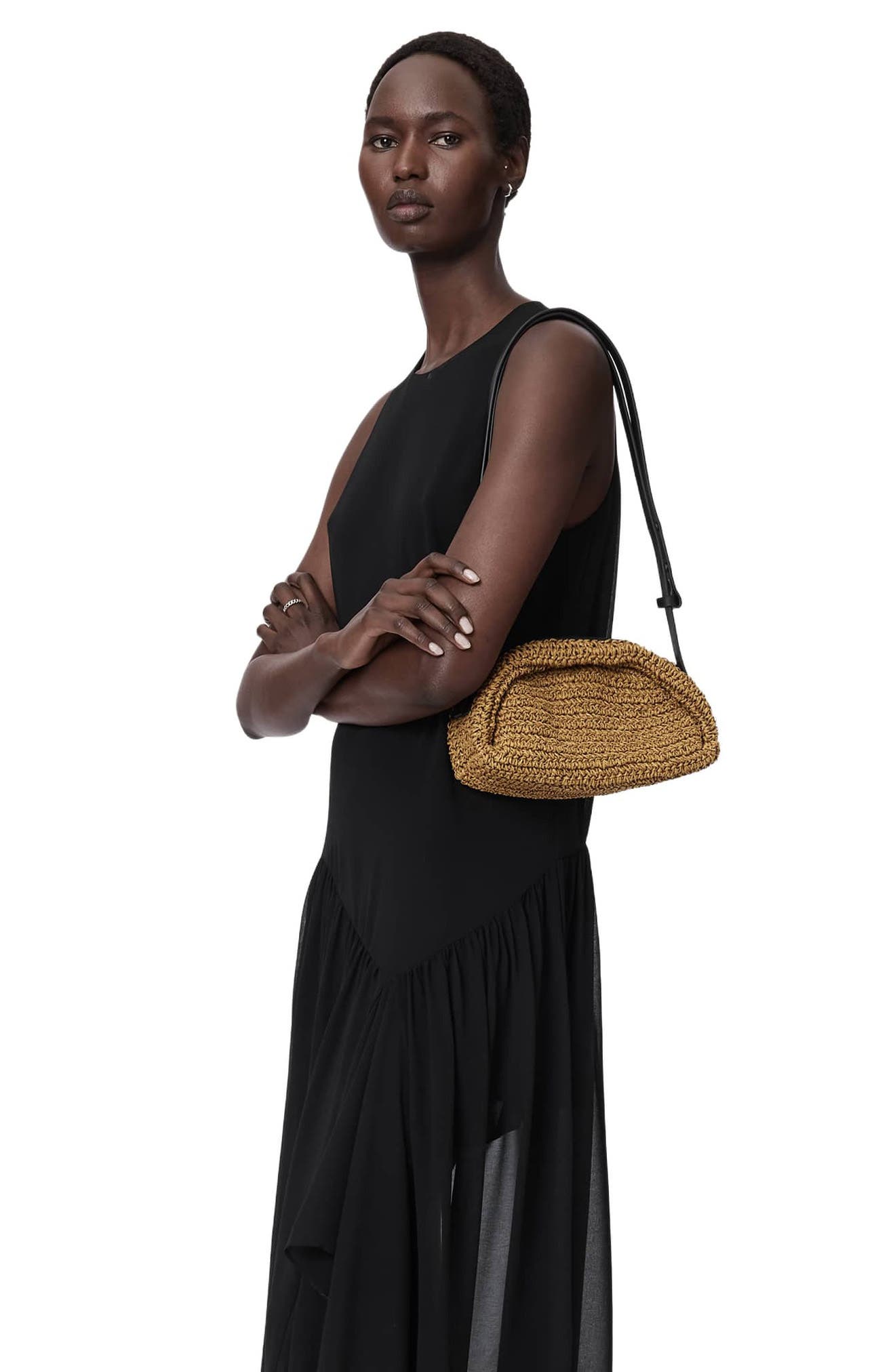 AllSaints Arc Raffia Crossbody Bag, Alternate, color, Biscuit Brown