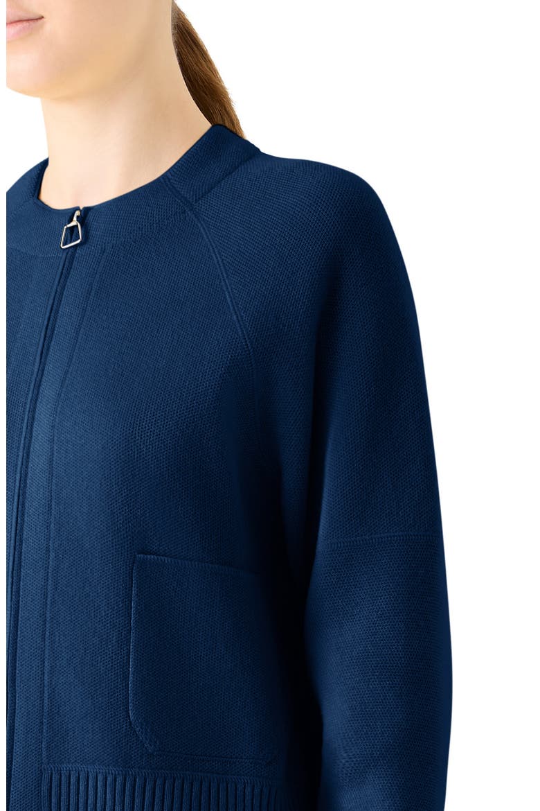 Cashmere Piqué Zip-Up Cardigan, Alternate, color, DENIM