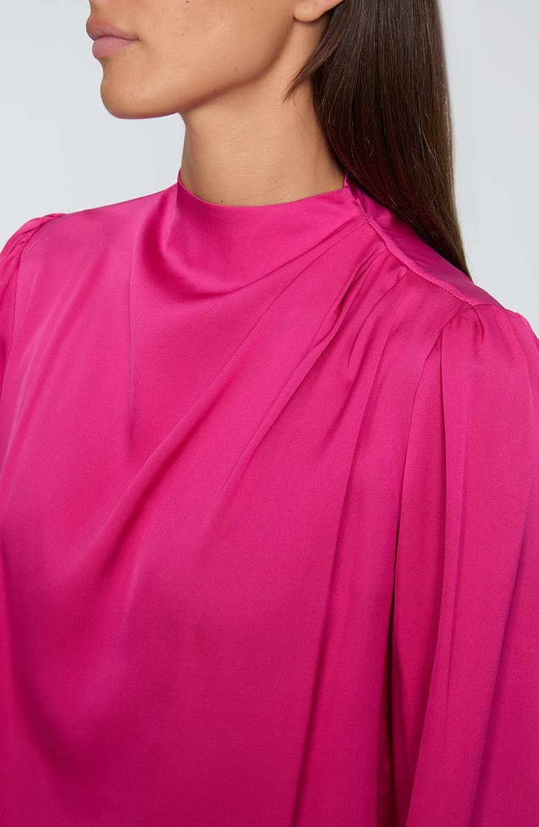 Elie Tahari The Tien Mock Neck Top, Alternate, color, Haute Pink