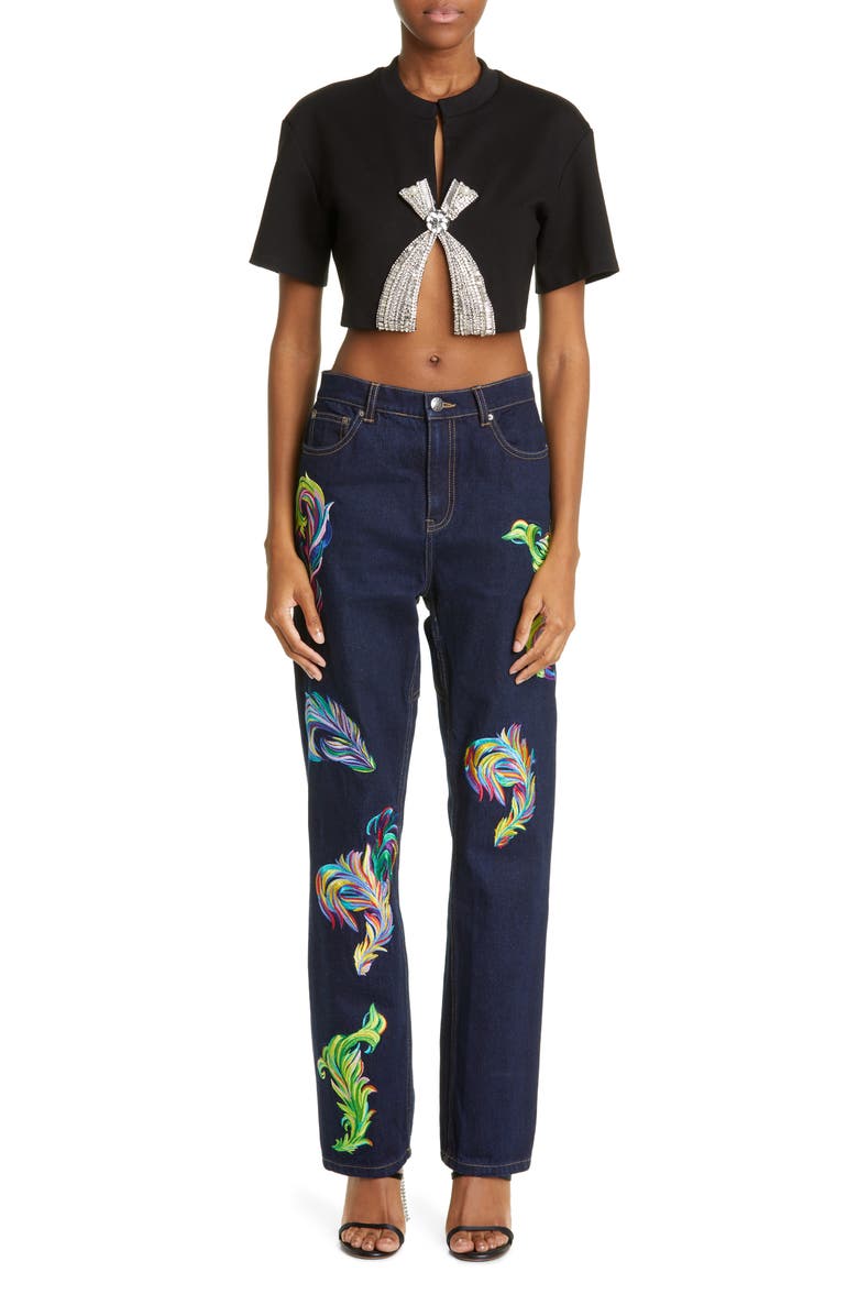 Area Deco Crystal Bow Crop Top, Alternate, color, 