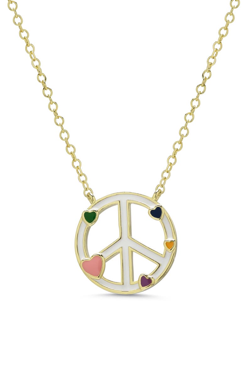 Kids' Peace & Love Pendant Necklace, Main, color, PINK