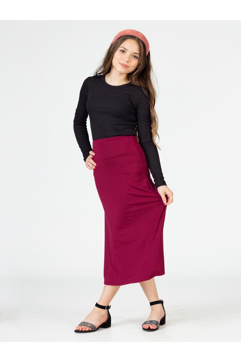 Elastic Waistline Maxi Skirt, Alternate, color, Wine