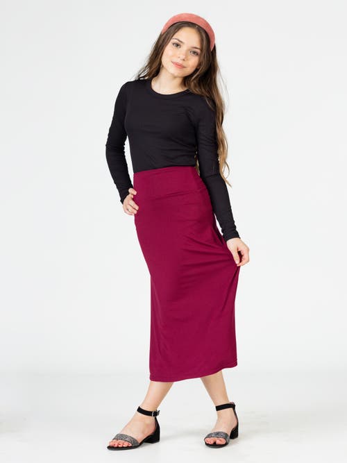 24sevenkid Elastic Waistline Maxi Skirt In Burgundy