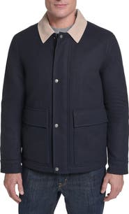 Cole Haan Corduroy Collar Wool Blend Barn Coat
