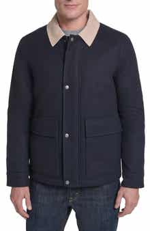 Corduroy Collar Wool Blend Barn Coat
