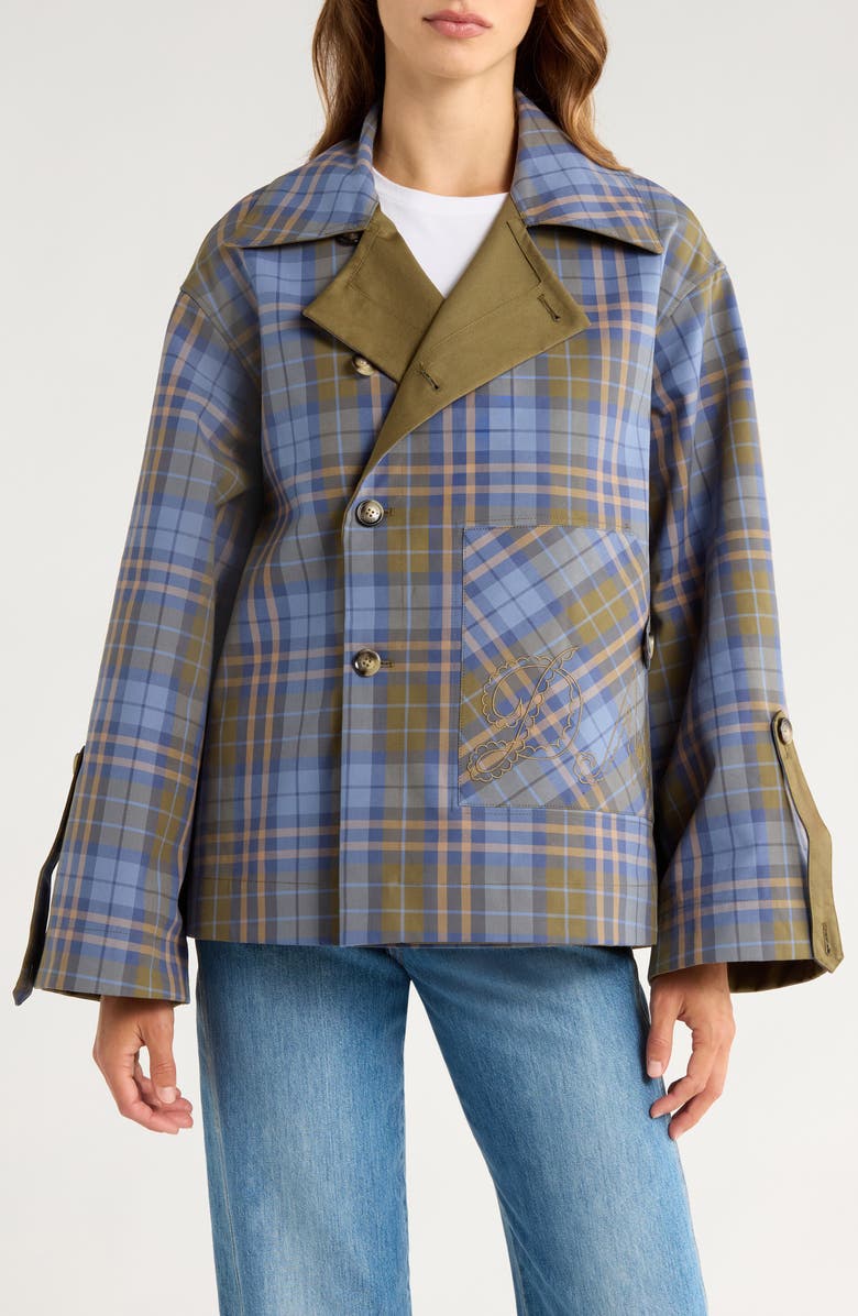 Damson Madder Jerry Reversible Crop Organic Cotton Trench Coat, Alternate, color, 