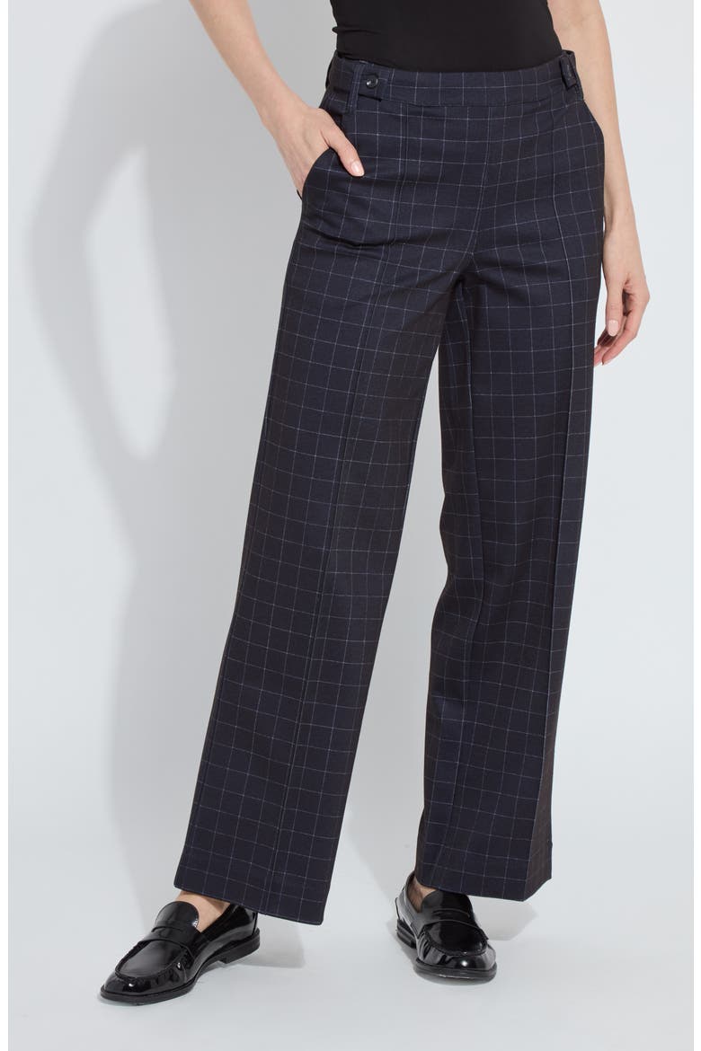 Zaina Pleated Ponte Wide Leg Pants, Main, color, CROSS CHECK PLAID