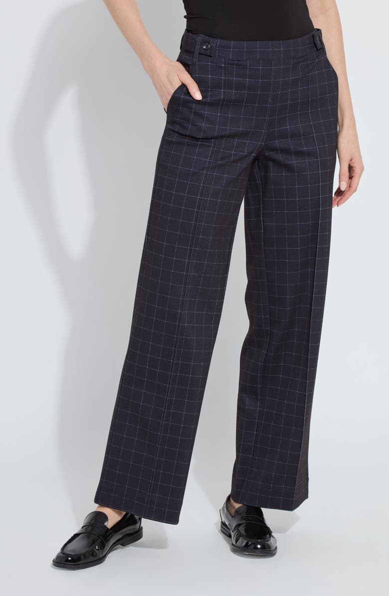 Lysse Zaina Pleated Ponte Wide Leg Pants, Main, color, Cross Check Plaid