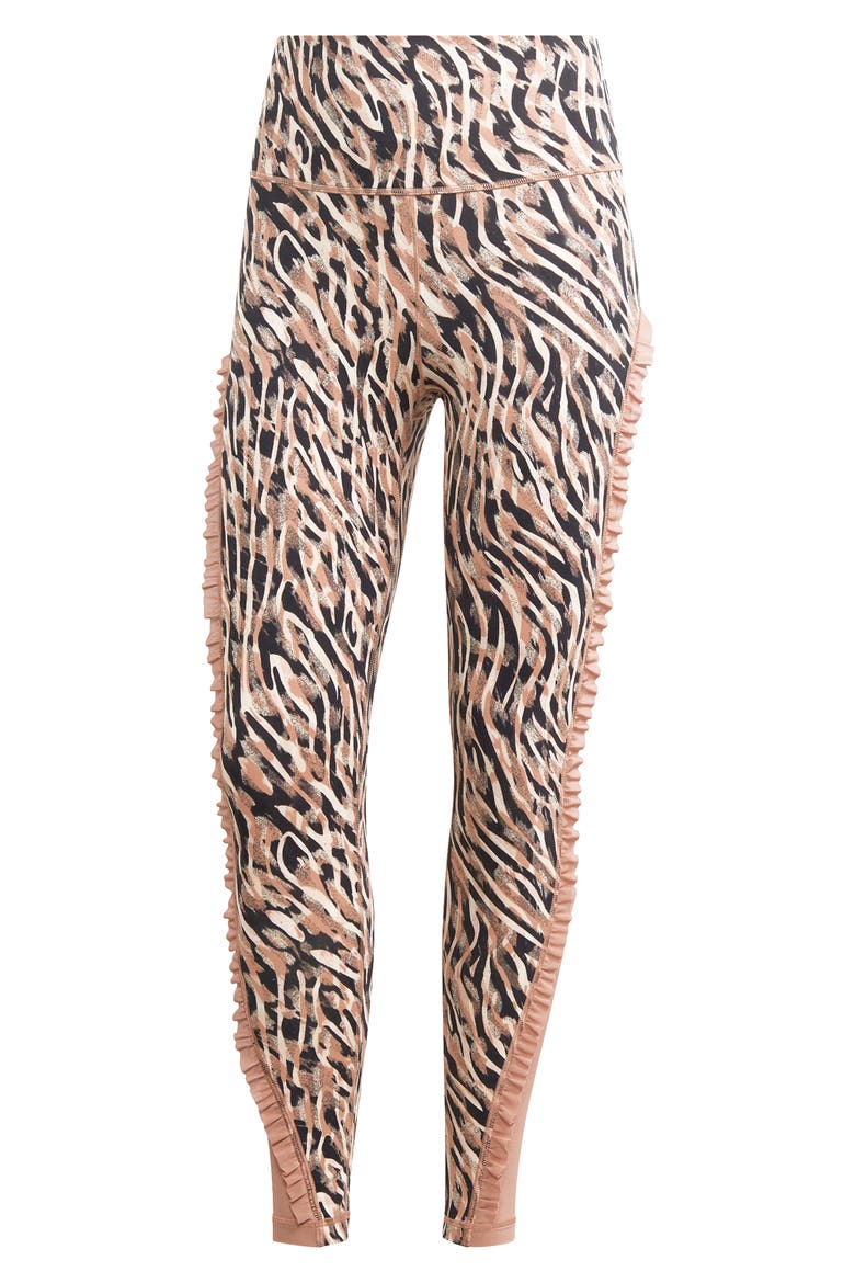 Yoga Studio Ruffle Crop Leggings, Alternate, color, ECRU/ TAUPE/ CLAY
