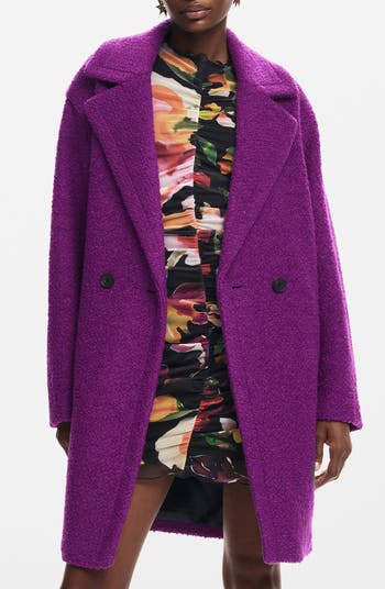 New With Tag purple BCBGenerationnWomen's Double-Breasted newest Bouclé PeacoatnSize M