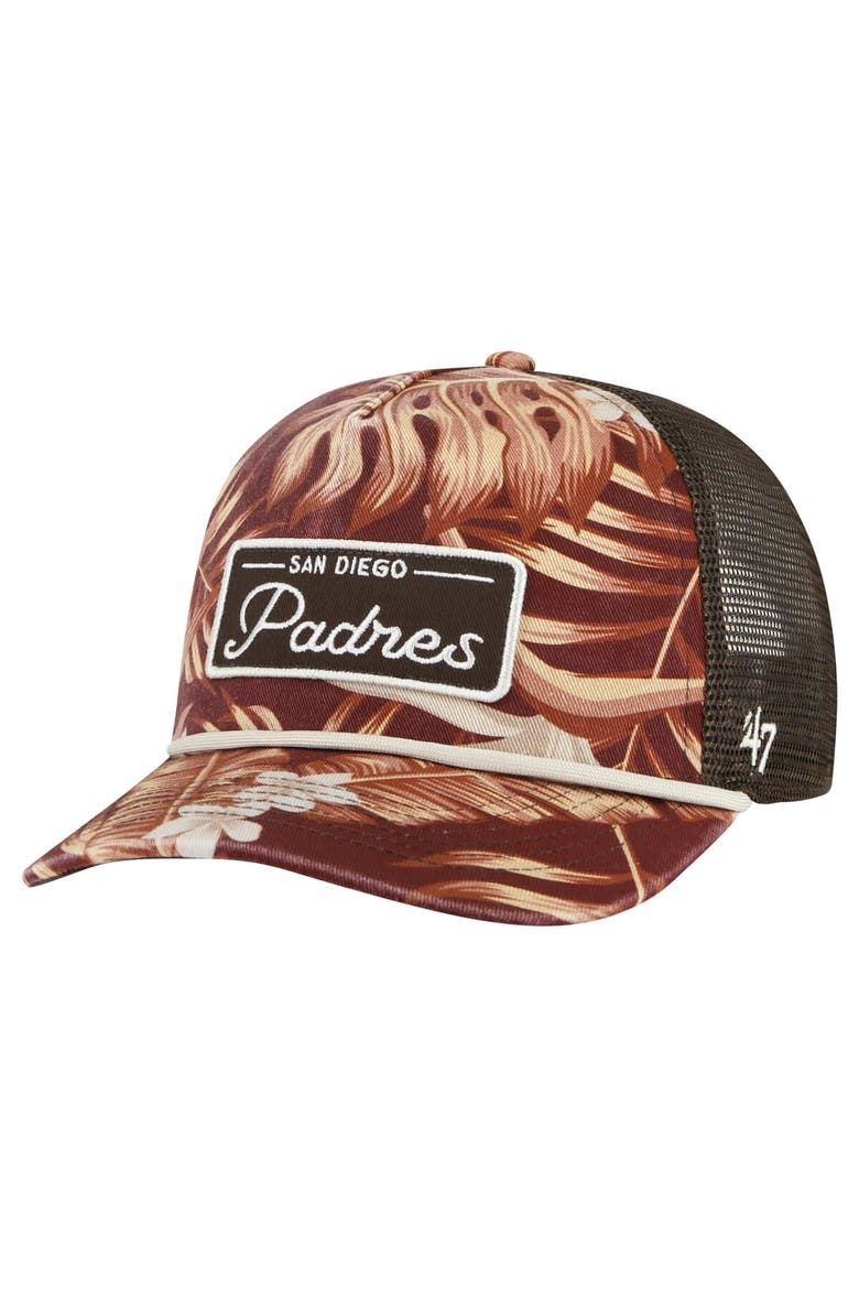 Men's '47 Brown San Diego Padres Tropicalia Trucker Hitch Adjustable Hat, Main, color, Brown