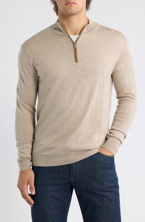 Autumn Crest Suede Trim Quarter Zip Sweater