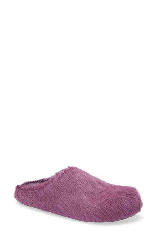 Marni Slip-on Mule Sandals In Textured Calf Hair In Purple