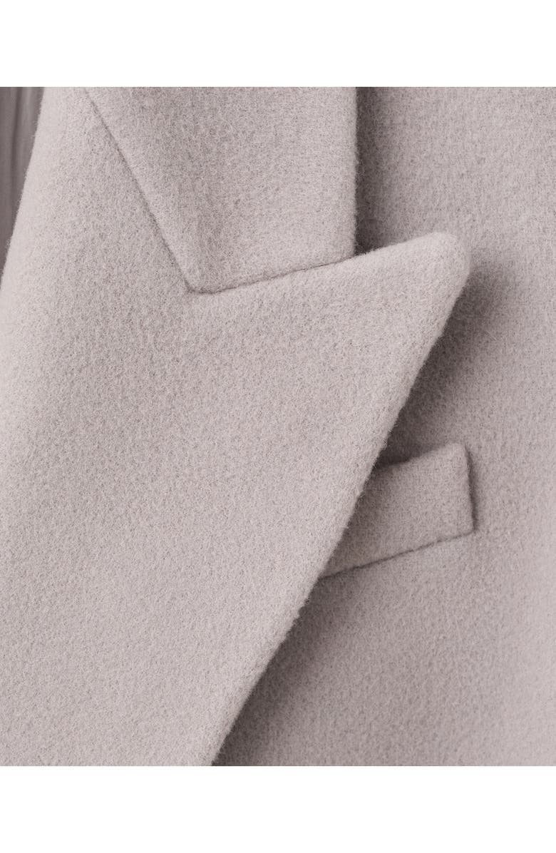 MANGO Double Breasted Virgin Wool Blend Coat, Alternate, color, Grey