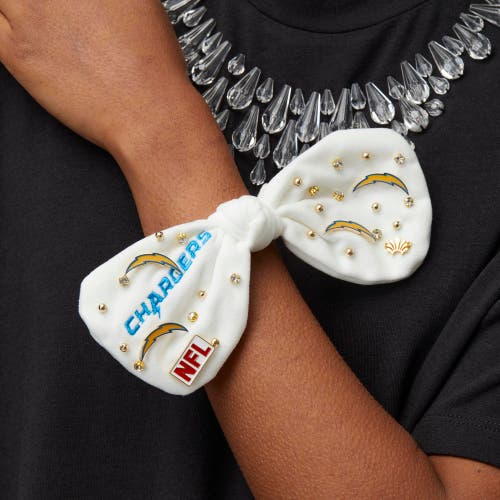 Lele Sadoughi La Chargers Bow Scrunchie In White
