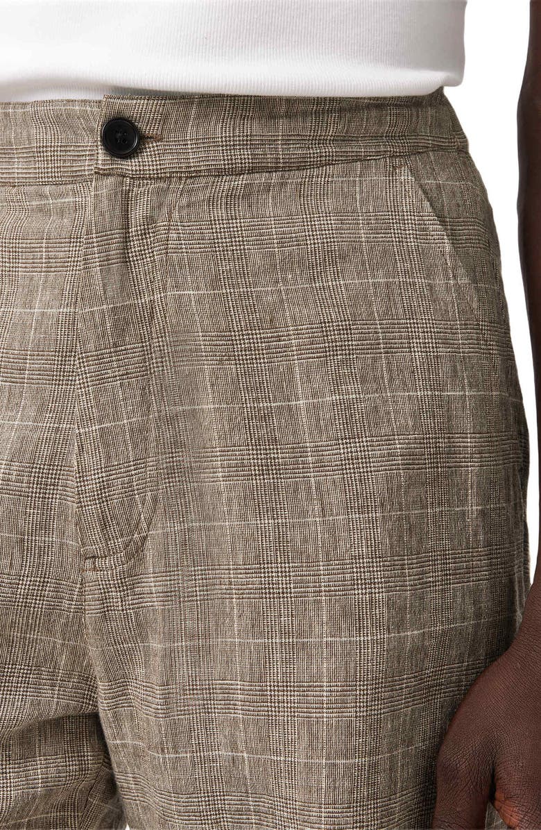 AllSaints Keal Glen Plaid Linen Blend Shorts, Alternate, color, Sediment Brown