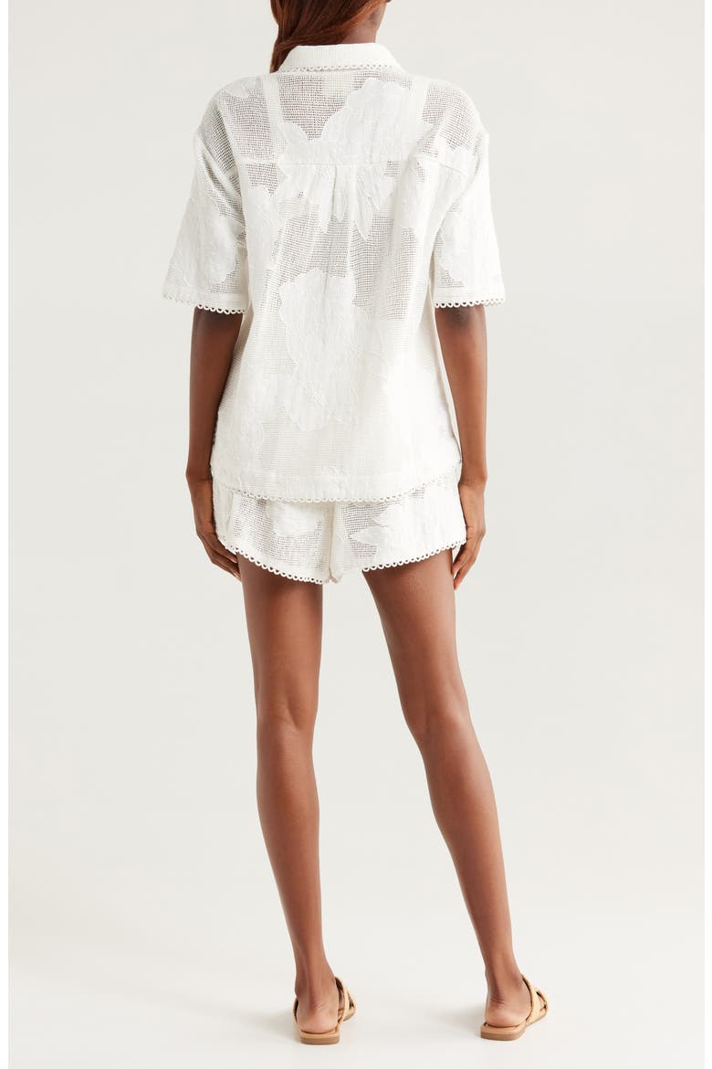 White Flower Linen Cover-Up Shirt, Alternate, color, WHITE