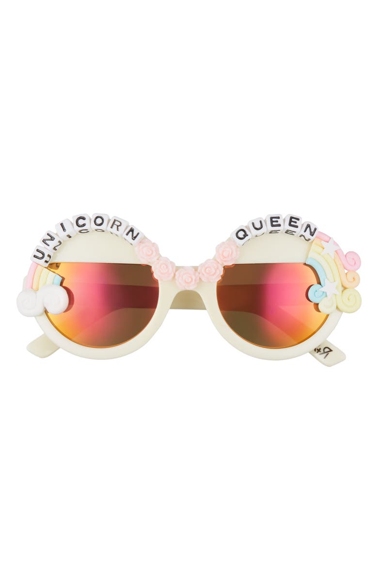 Rad + Refined Unicorn Queen Round Sunglasses, Main, color, Pink/ Orange Mirrored