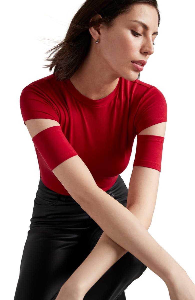 Marcella Esme Cutout Sleeve Top, Alternate, color, Red