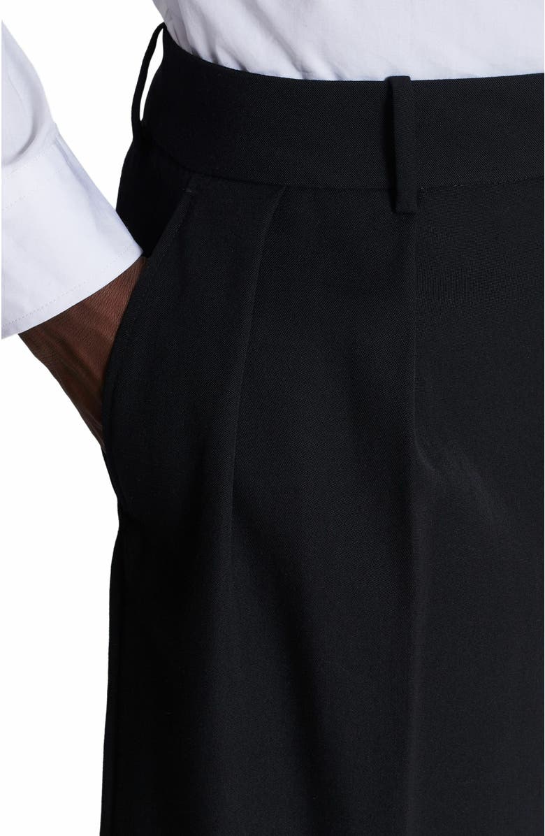 Balmain Grain De Poudre Pleated Bermuda Shorts, Alternate, color, Black