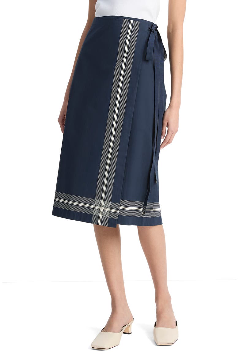 Stripe Trim Wrap Skirt, Main, color, COASTAL/PALE CANYON