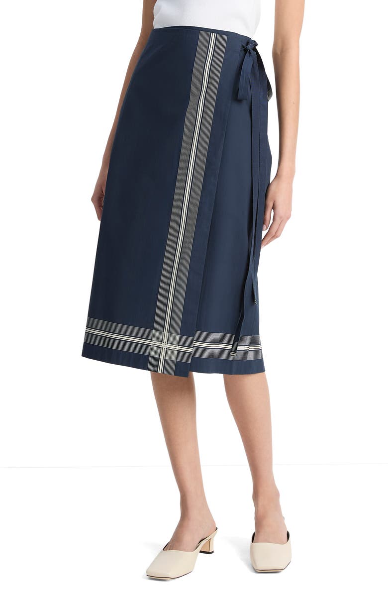 Vince Stripe Trim Wrap Skirt, Main, color, Coastal/Pale Canyon