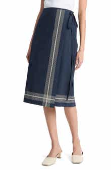 Vince Stripe Trim Wrap Skirt