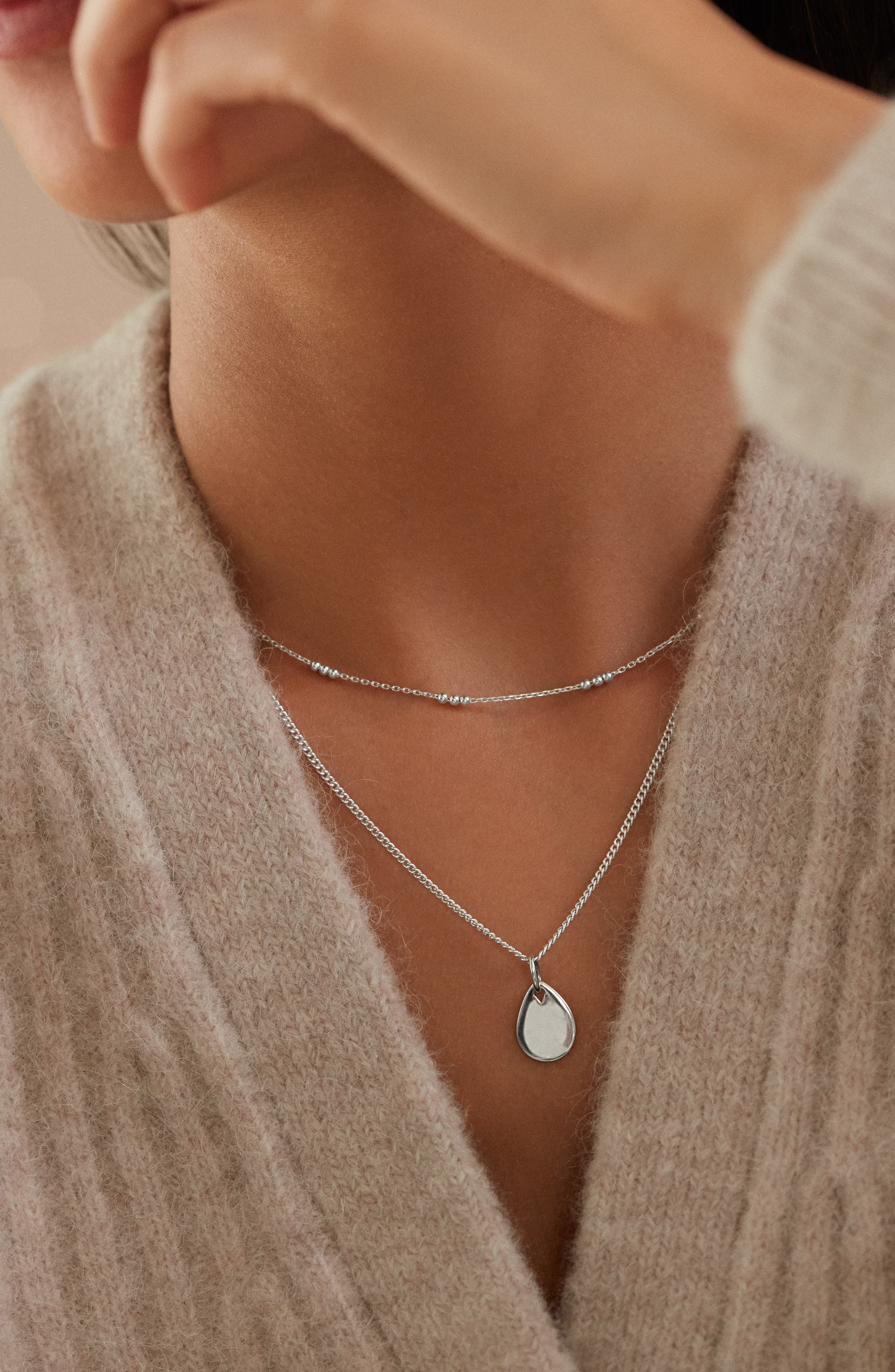 Monica Vinader Triple Beaded Chain Necklace (Women) | Nordstrom