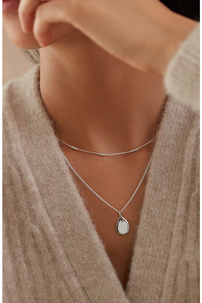 Triple Beaded Chain Necklace, Alternate, color, SILVER
