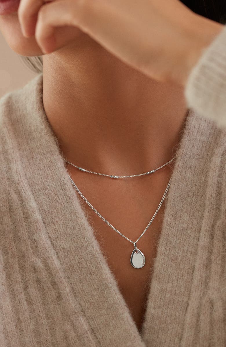 Monica Vinader Triple Beaded Chain Necklace, Alternate, color, Silver