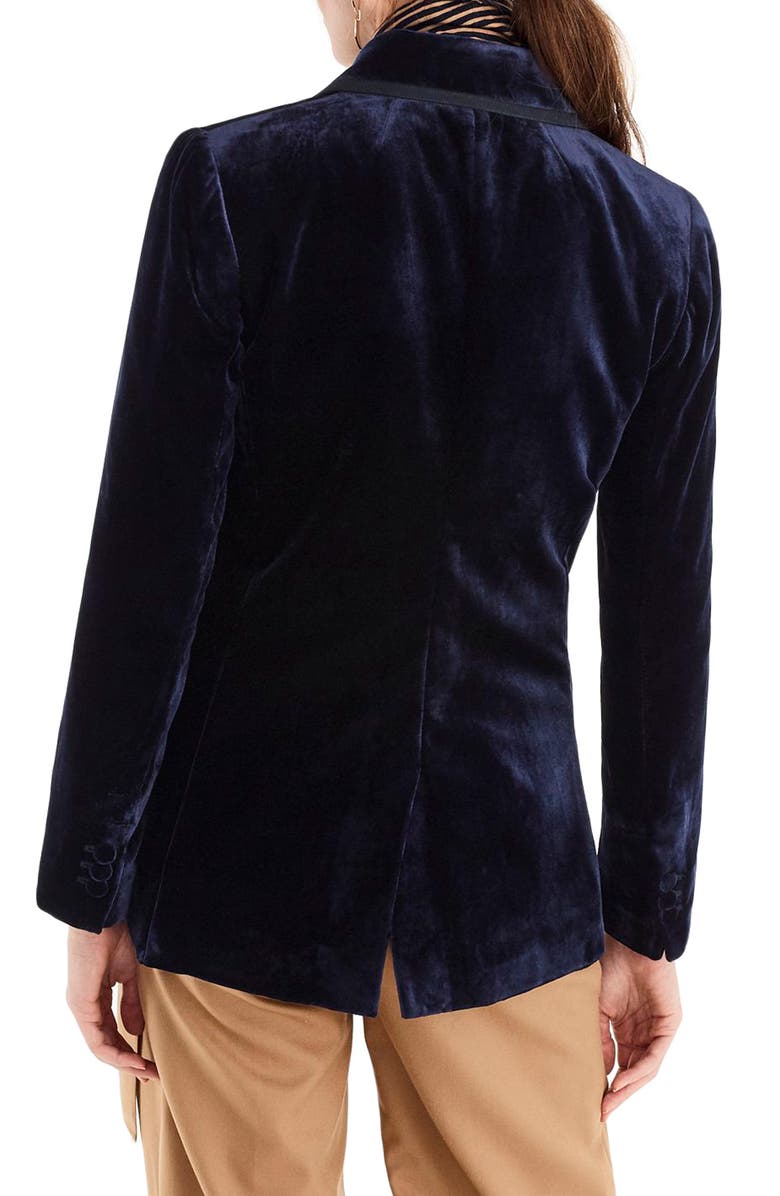 J.Crew Double Breasted Drapey Velvet Blazer, Alternate, color, 