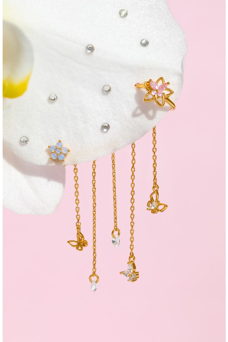 Mari Chandelier Single Stud & Cuff Ear Crawler, Alternate, color, GOLD